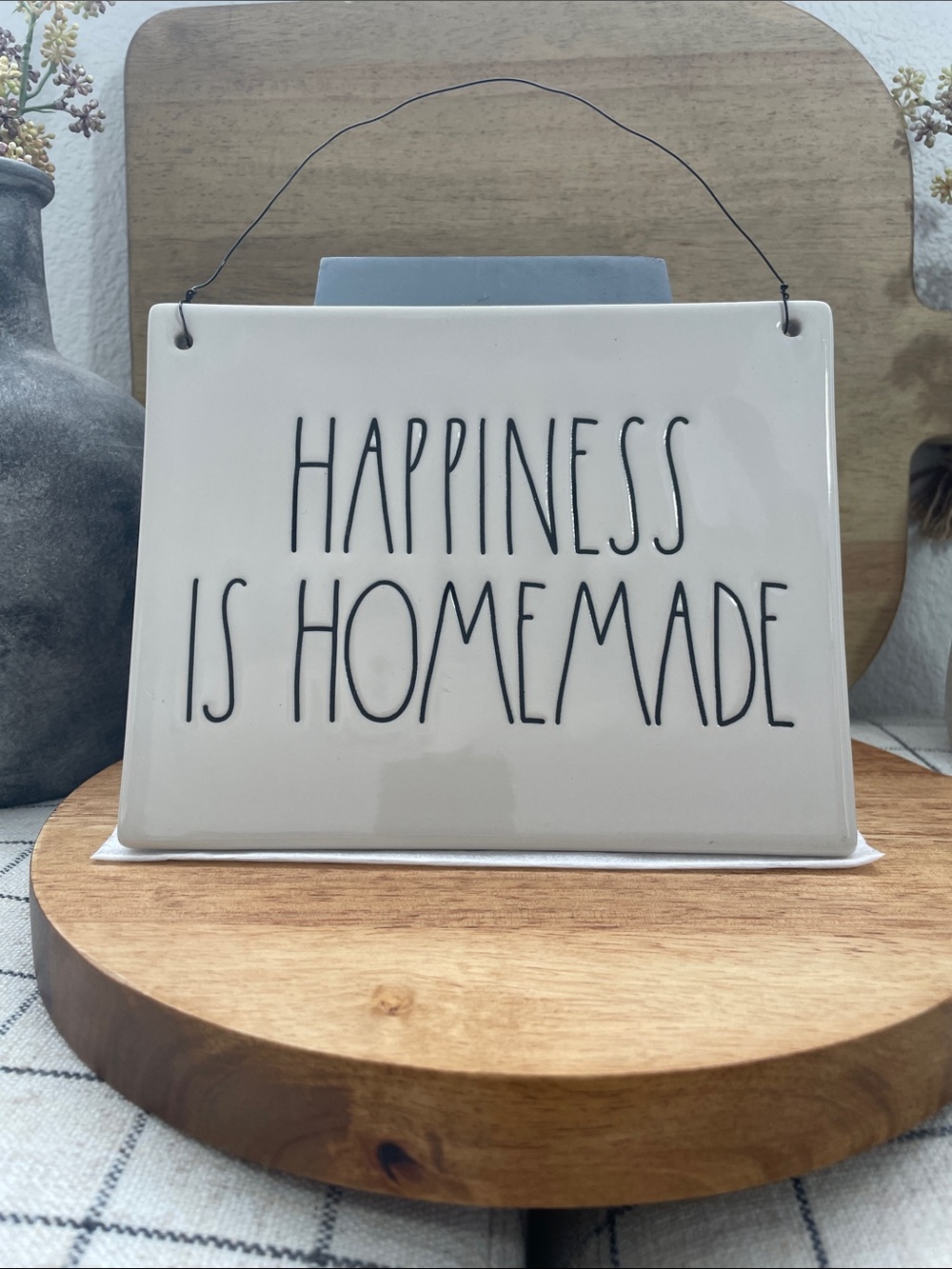SALE! NEW RAE DUNN Happiness Is Homemade Ceramic Wall Sign ~7.6” x 6”